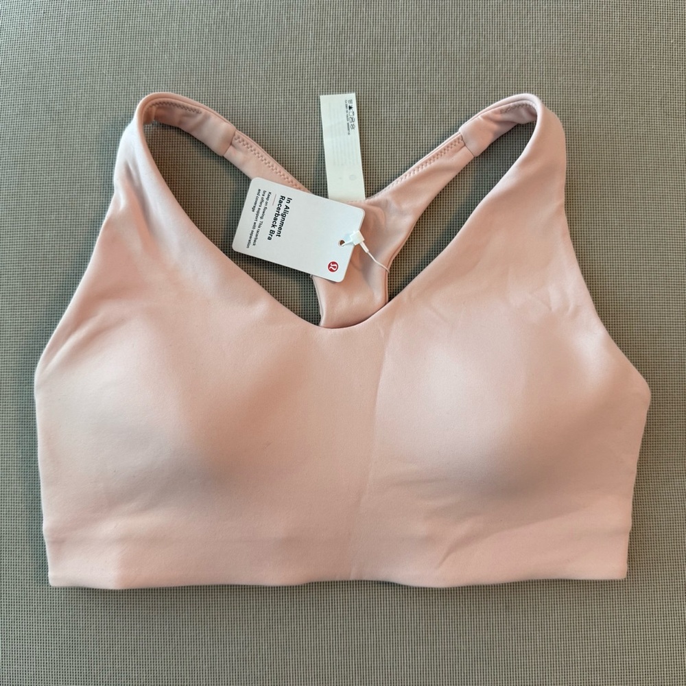 NWT Lululemon In Alignment Racerback Pink Sports Bra - Picture 2 of 4